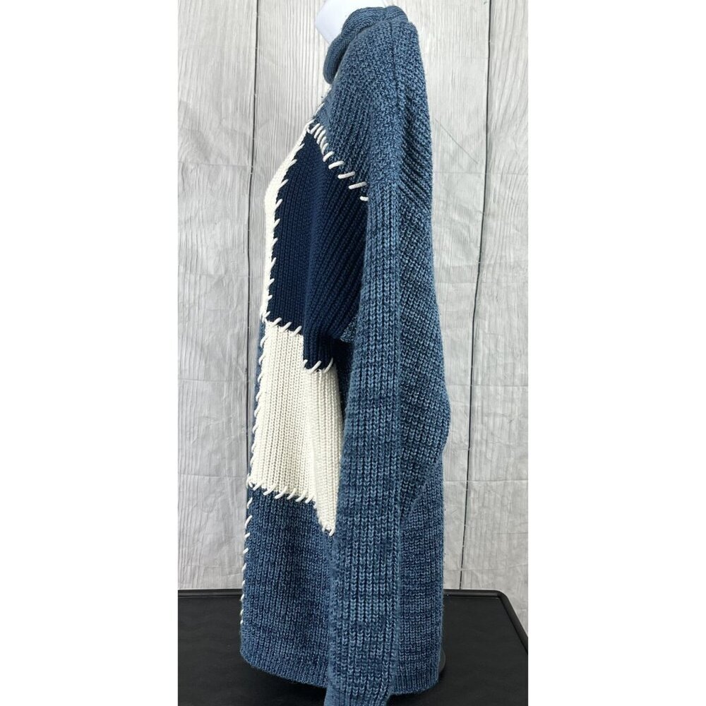 Spice of Life Womens Medium Vintage Long Sleeve Blue White Sweater Patchwork - Picture 8 of 11